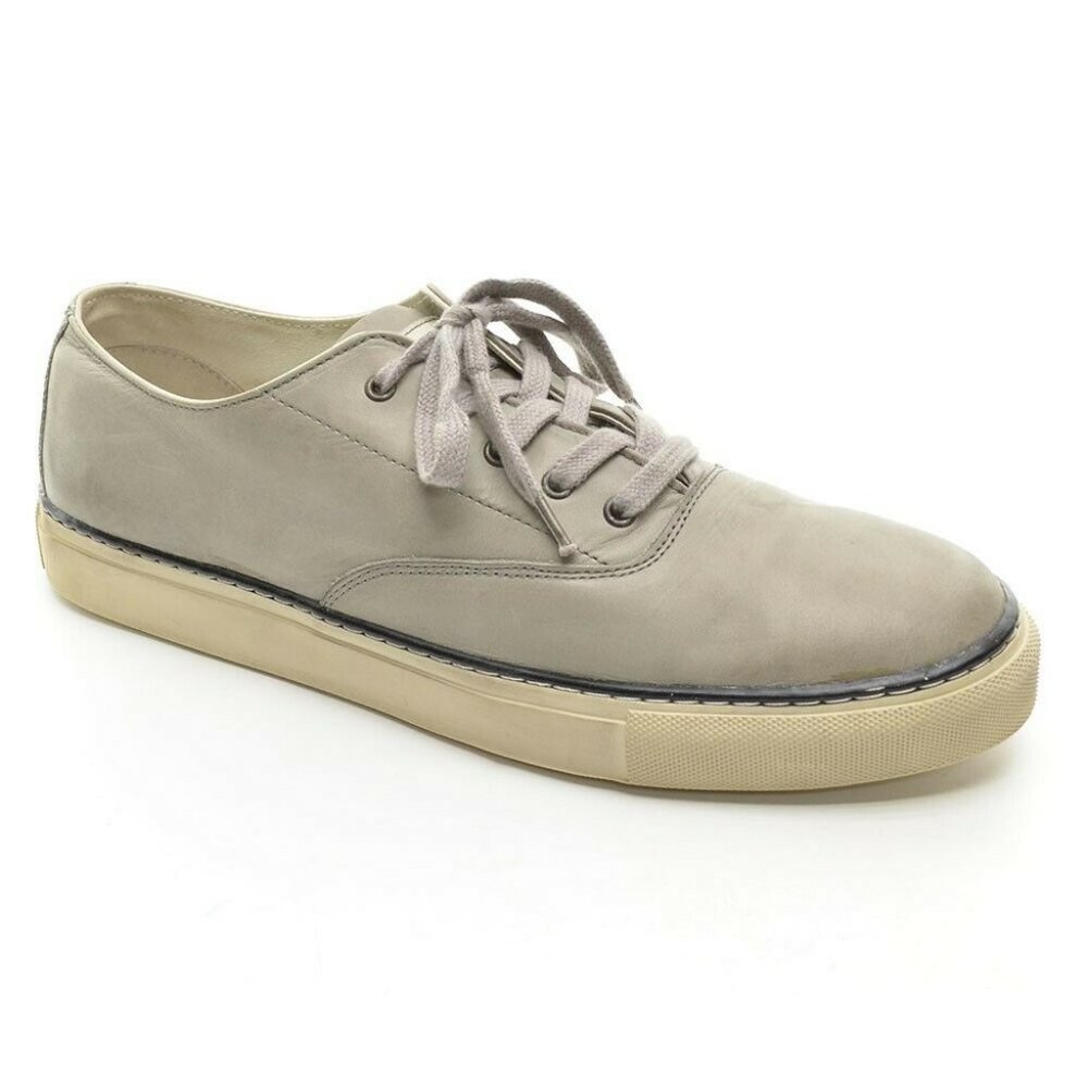 Men AllSaints Gray Leather Lace Up Low Top Sneakers 44